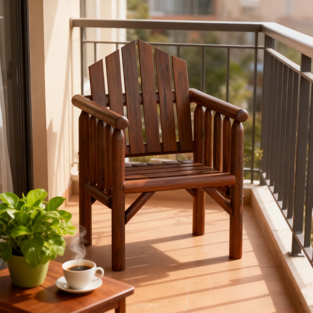 Outdoor Wood Armchair Wooden Patio Dining Chair With Armrests For Various Outdoor Space_voghion.com